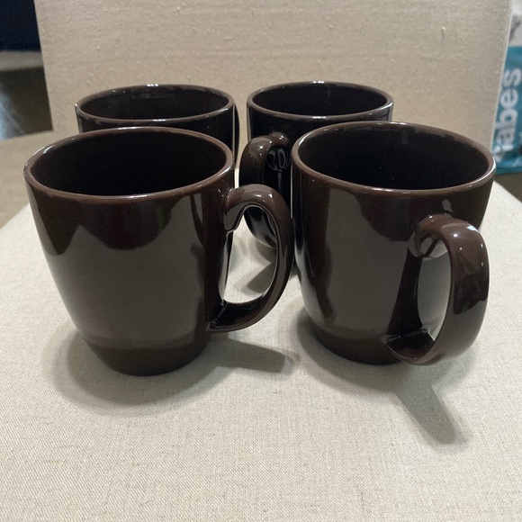 Corelle set of 4 brown coffee cups 4” by about 3 1/2 inches - Picture 1 of 10